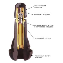 Резиновый вентиль цинковый L-49 мм, D-11,5 мм TR414 (100 шт.)